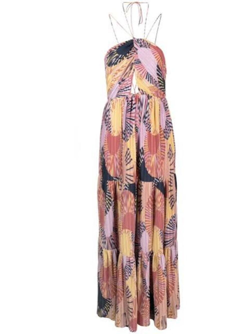 House of Harlow 1960 Geometric Pleated Halter Midi dress